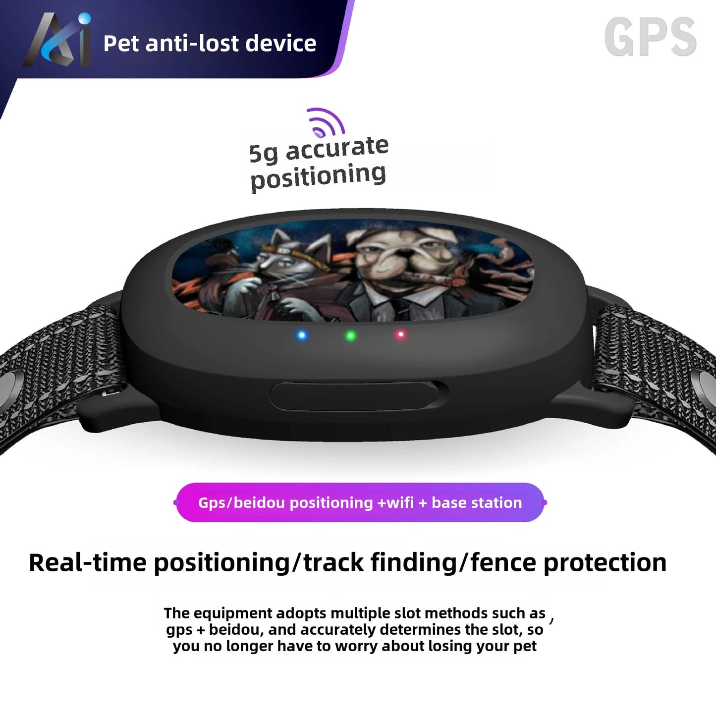 GPS Dog Locator Collar Waterproof IP67 Anti-Loss Tracking Artifact for Pets 4G Network Pet Anti-Loss Tracking Instrument