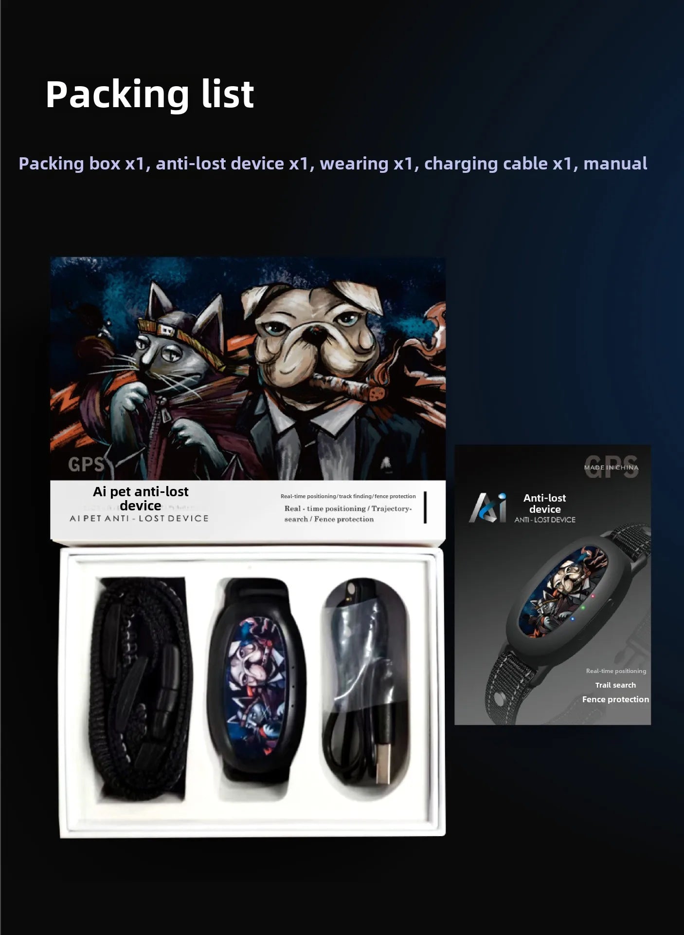 GPS Dog Locator Collar Waterproof IP67 Anti-Loss Tracking Artifact for Pets 4G Network Pet Anti-Loss Tracking Instrument