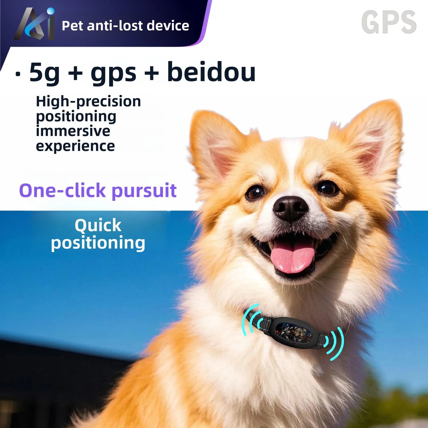 GPS Dog Locator Collar Waterproof IP67 Anti-Loss Tracking Artifact for Pets 4G Network Pet Anti-Loss Tracking Instrument