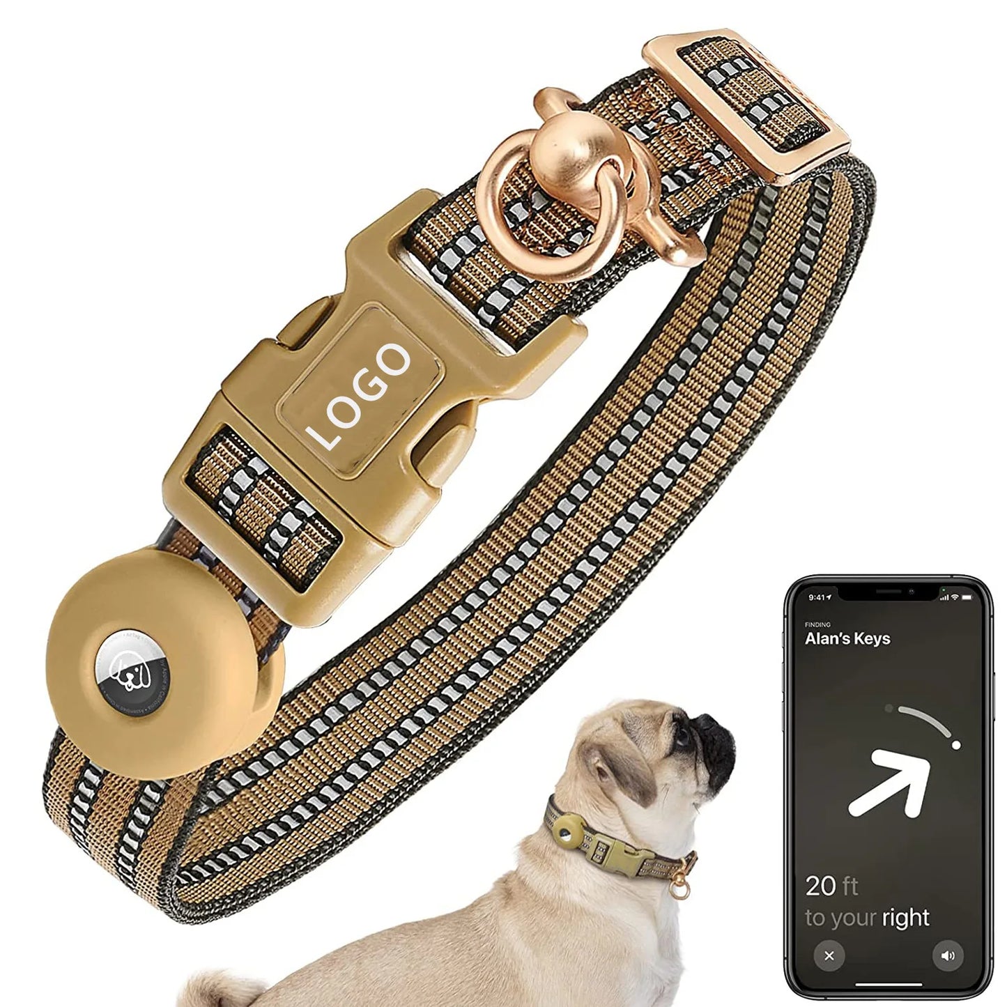 Airtag Dog Collar 360 ° Tangle-Free - Reflective Adjustable Tracking Collar for Small/Medium Dogs, Durable Anti-Loss Best Seller