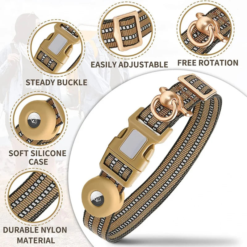 Airtag Dog Collar 360 ° Tangle-Free - Reflective Adjustable Tracking Collar for Small/Medium Dogs, Durable Anti-Loss Best Seller